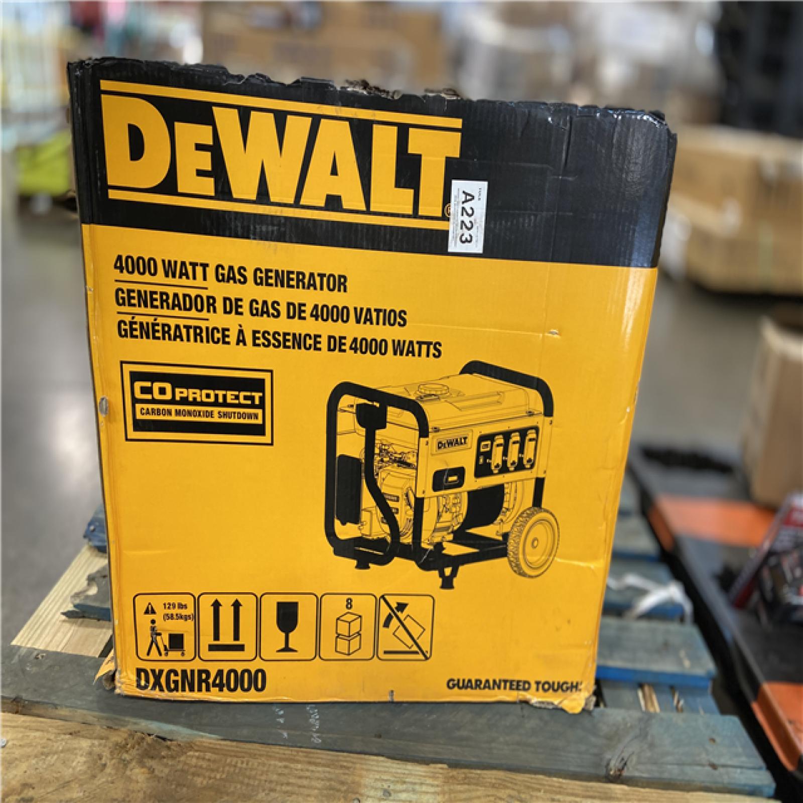 DALLAS LOCATION - DEWALT 4500 / 4000- Watt Gas Powered Portable Generator with Idle Control, Covered Outlets and CO Protect -DXGNR4000