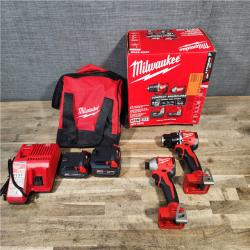 HOUSTON LOCATION - AS-IS M18 18-Volt Lithium-Ion Brushless Cordless Compact Hammer Drill/Impact Combo Kit (2-Tool) with (2) Batteries, Bag