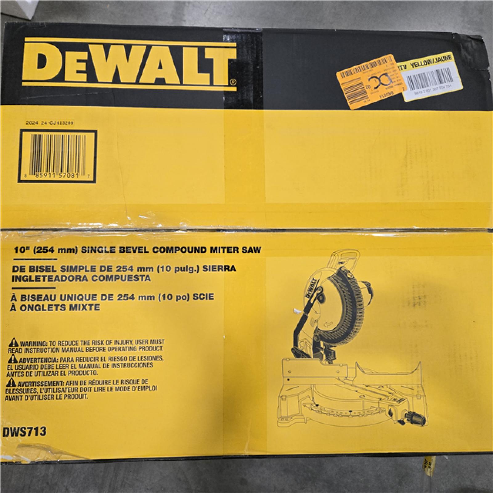 AS-IS DEWALT 15 Amp Corded 10 in. Compound Single Bevel Miter Saw