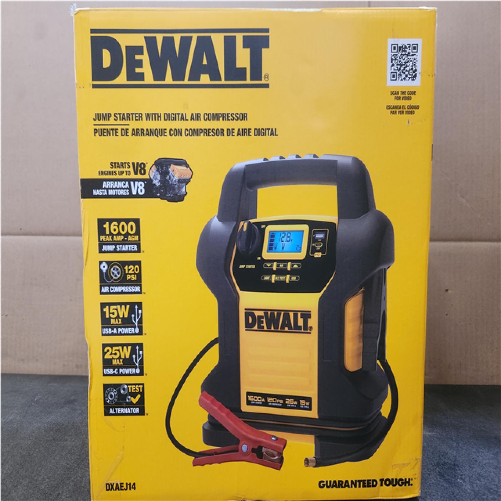 Phoenix NEW DEWALT 1600-Peak Amp Portable Jump Starter with Digital Compressor and USB Power Bank - DXAEJ14