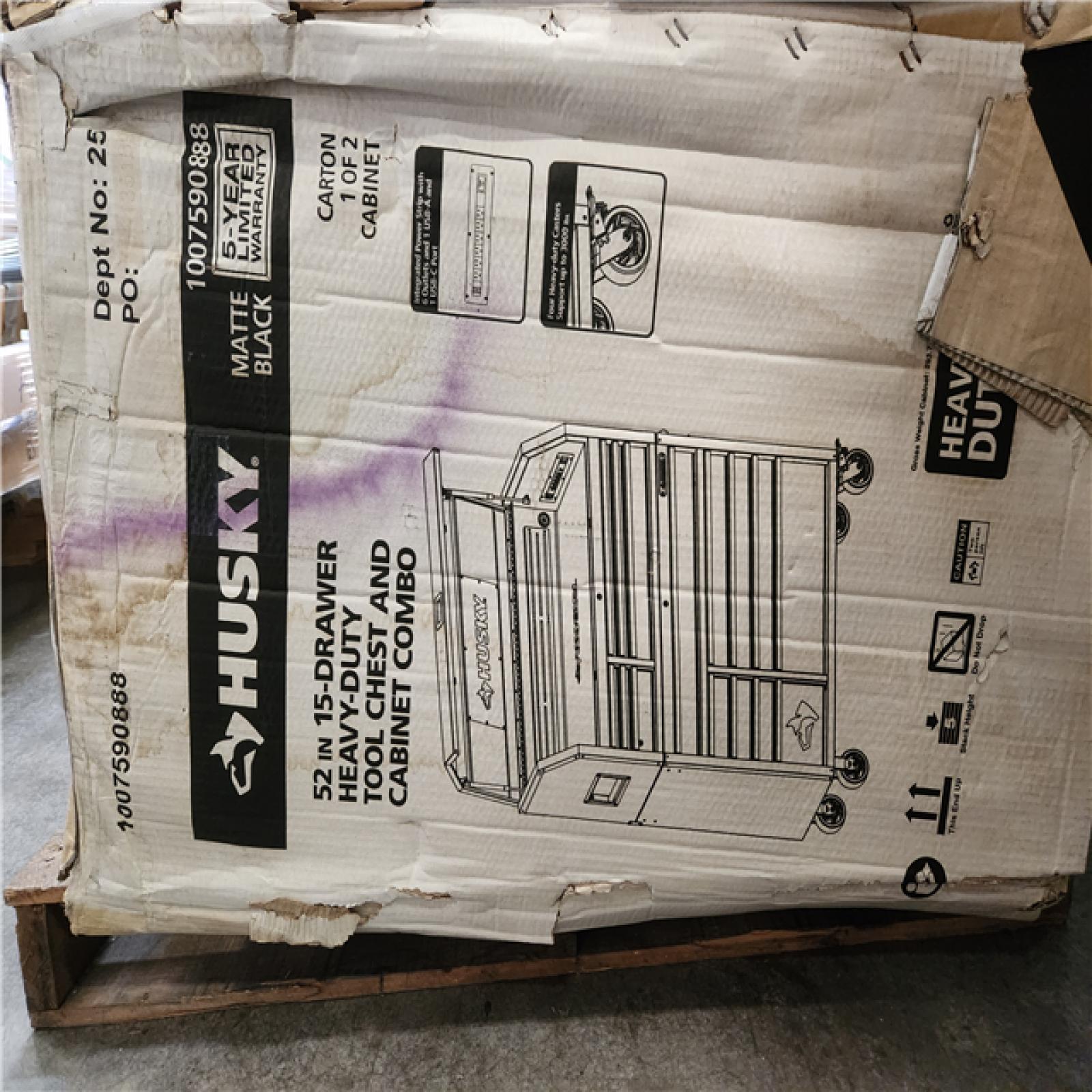 Phoenix Husky Tool Storage 52 in. W x 20 in. D Heavy Duty Rolling Tool Chest Combo in Matte Black