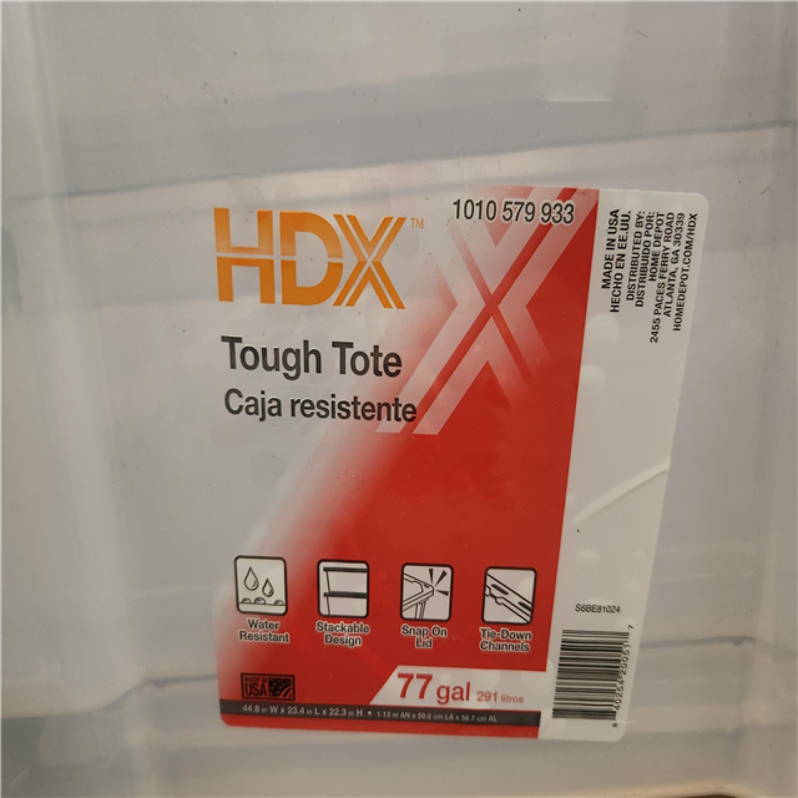 Phoenix HDX 77 Gal. Tough Storage Tote with Wheels in Clear with Red Lid Pallet (22-Tubs)