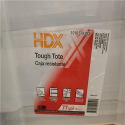 Phoenix HDX 77 Gal. Tough Storage Tote with Wheels in Clear with Red Lid Pallet (22-Tubs)