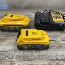 AS-IS DEWALT 20V MAX XR POWERSTACK Lithium-Ion Battery Starter Kit with 5.0Ah and 1.7Ah Batteries and Charger