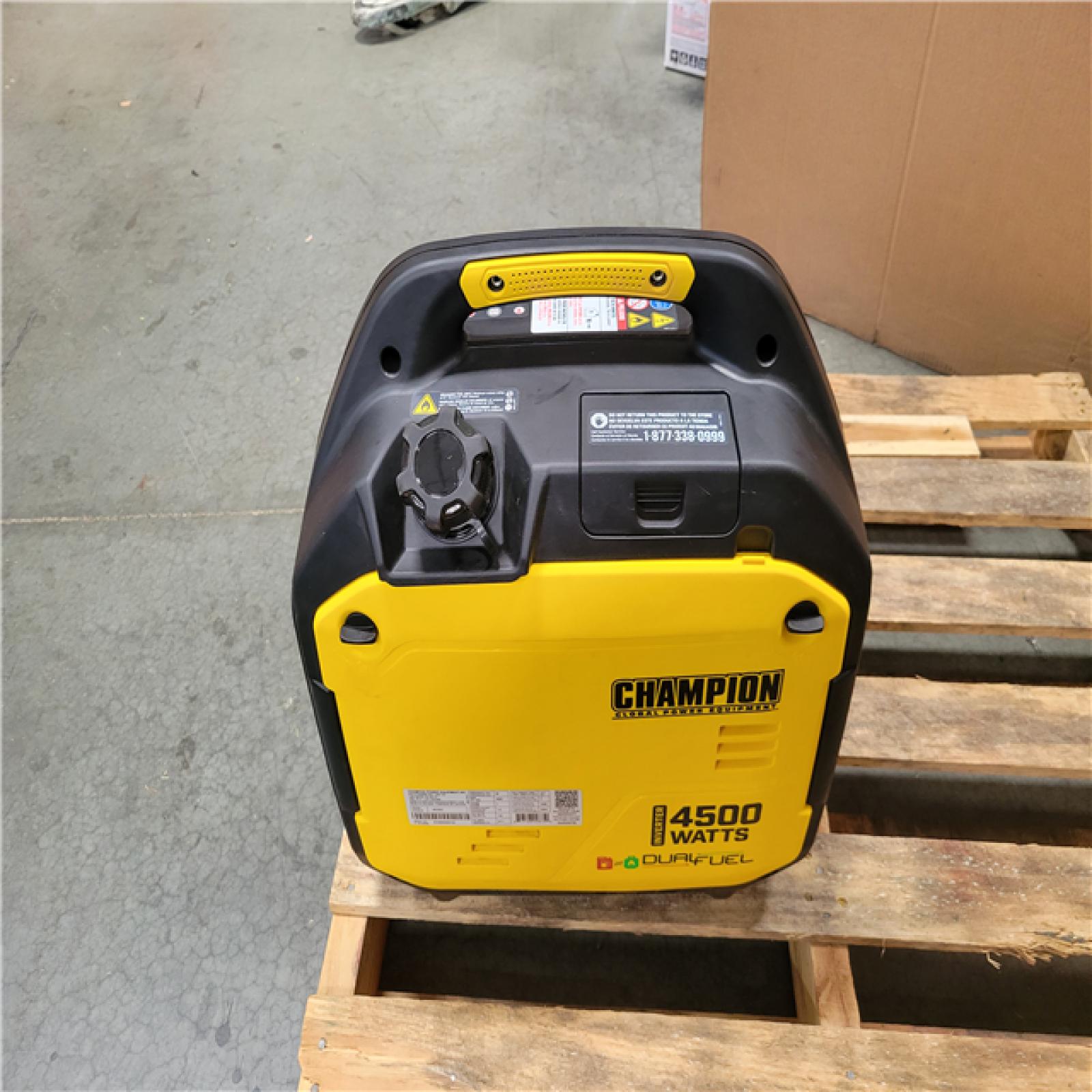 CALIFORNIA AS-IS CHAMPION 4500/3500-Watt Electric Start Gasoline/Propane Powered Dual Fuel Inverter Generator with Quiet Technology and CO Shield