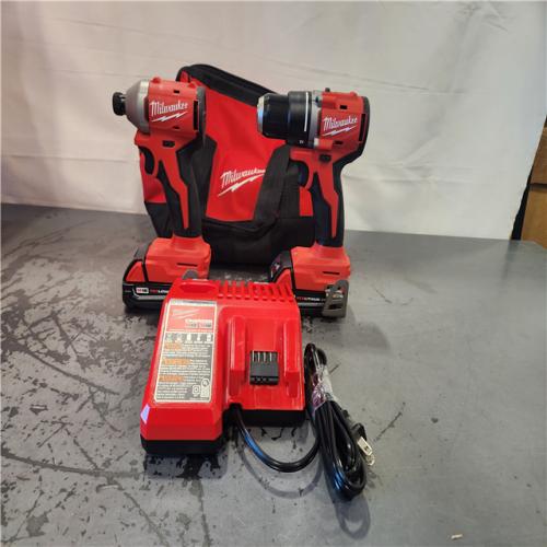 AS-IS- Milwaukee 18V Lithium-Ion Brushless Cordless Compact Drill/Impact Combo Kit