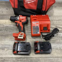 AS-IS Milwaukee 18V Lithium-Ion Brushless Cordless 1/2 in. Compact Drill/Driver Kit