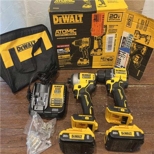 AS-IS Dewalt DCK225D2 20V MAX ATOMIC Brushless Compact Lithium-Ion 1/2 in. Cordless Drill Driver and 1/4 in. Impact Driver Combo Kit with 2 Batteries 2 Ah