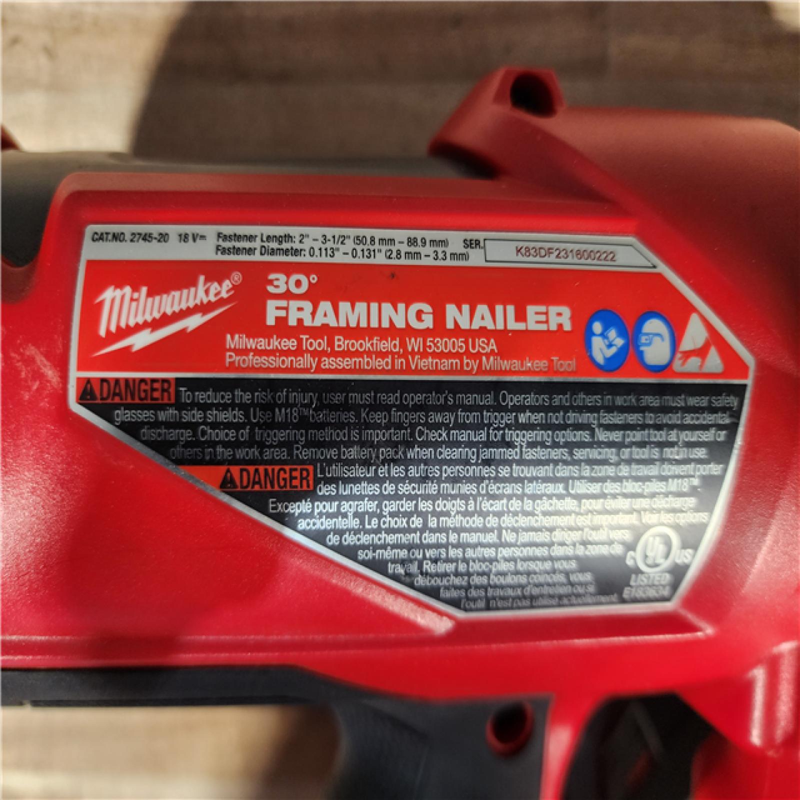 HOUSTON LOCATION - AS-IS Milwaukee FUEL 3-1/2 in. 18-Volt 30-Degree Lithium-Ion Brushless Cordless Framing Nailer (Tool-Only)