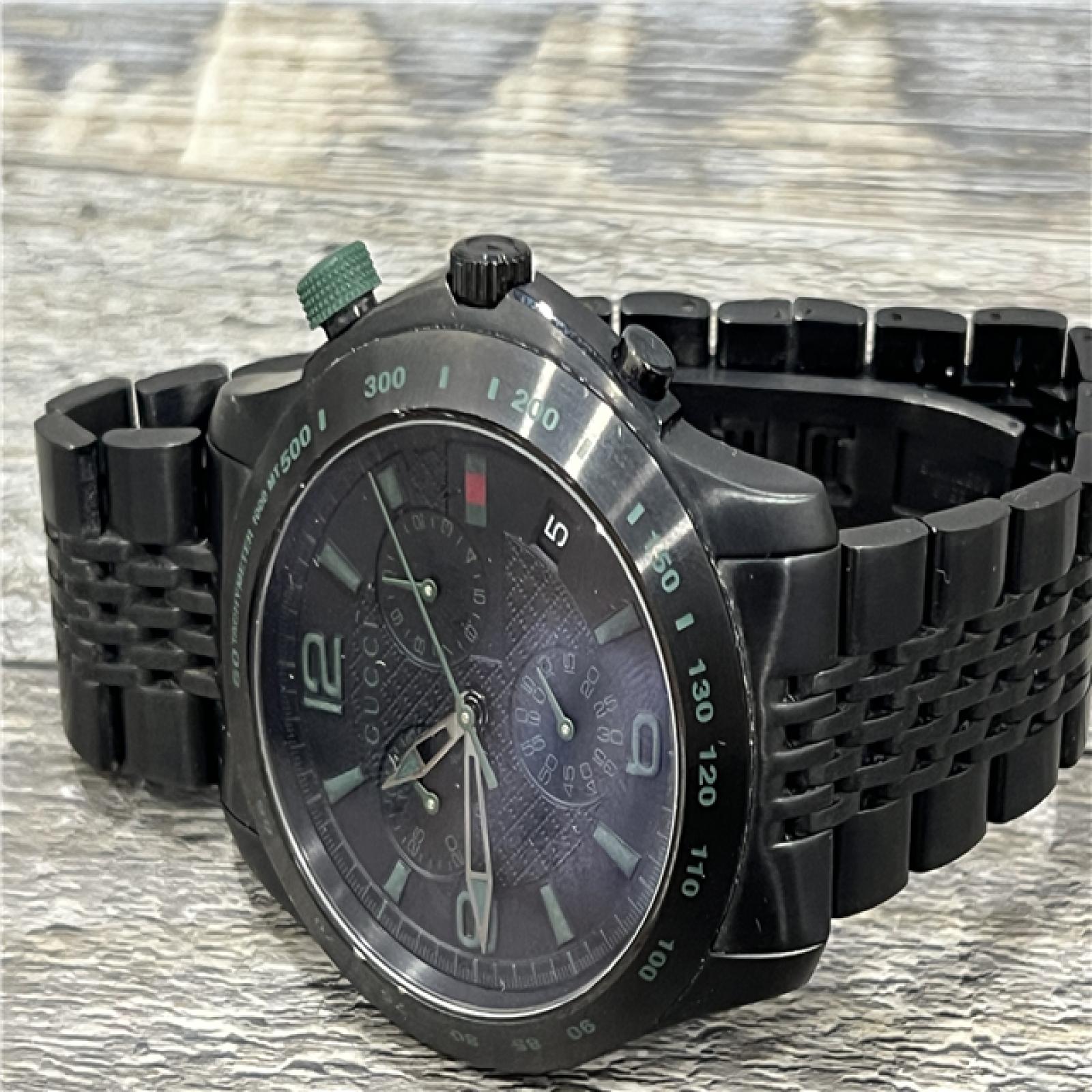 AS-IS Gucci G-Timeless Chronograph Black PVD Steel Quartz Mens Watch YA126225A