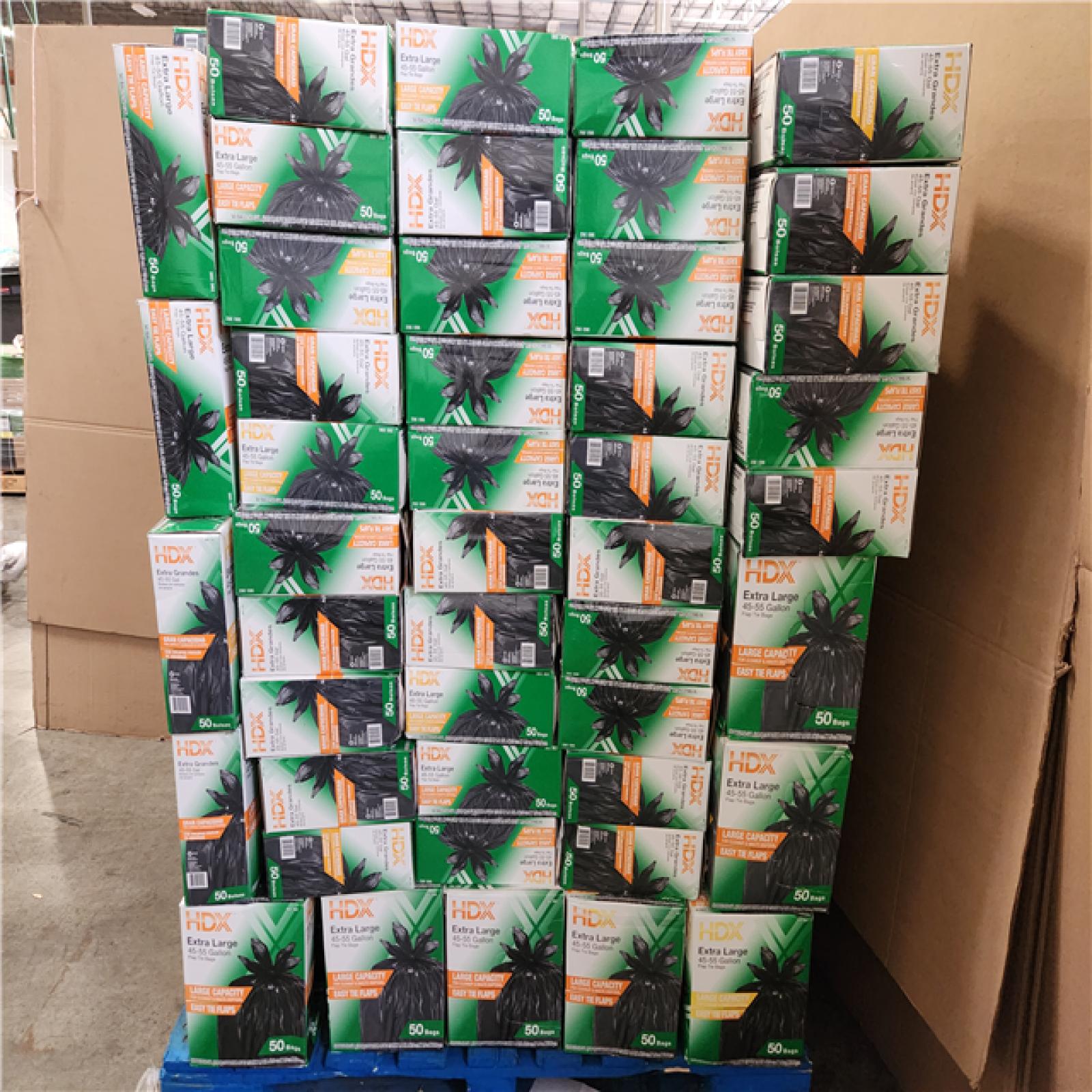 Phoenix Location NEW HDX 50 Gallon Black Extra Large Trash Bags (50-Count) Pallet (120+ Boxes)