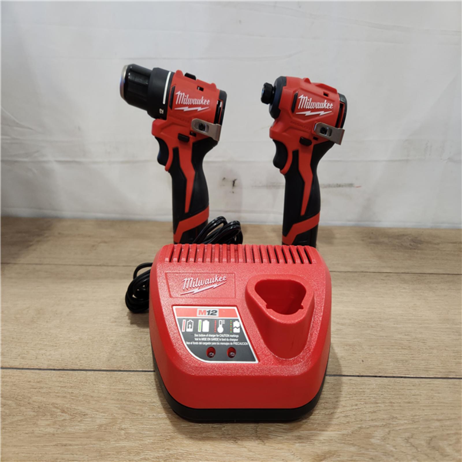 AS-IS- M12 12-Volt Lithium-Ion Brushless Cordless Subcompact Drill and Impact Driver Combo Kit W/2 Batteries and Bag (2-Tool)