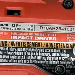 AS-IS Milwaukee 12-Volt Lithium-Ion Brushless Cordless Subcompact Drill and Impact Driver Combo Kit