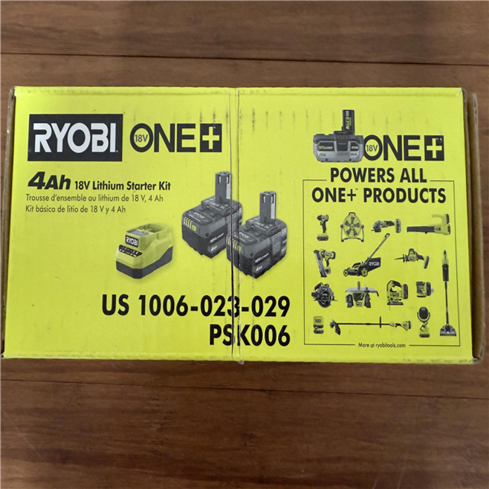 California NEW/Sealed Box Ryobi 18V 4Ah Lithium Starter Kit (2 Batteries & Charger)