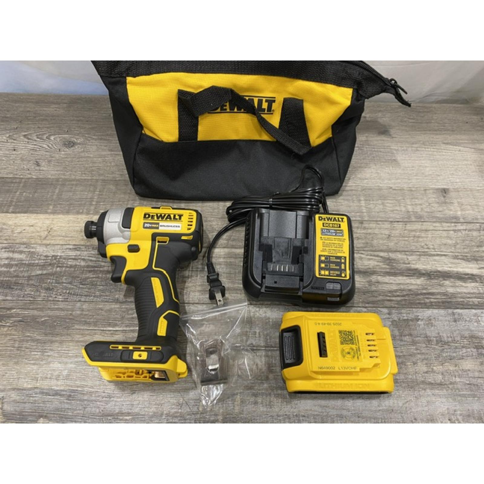 AS-IS DEWALT 20V MAX Lithium-Ion Brushless Cordless 1/4 in. Impact Driver Kit