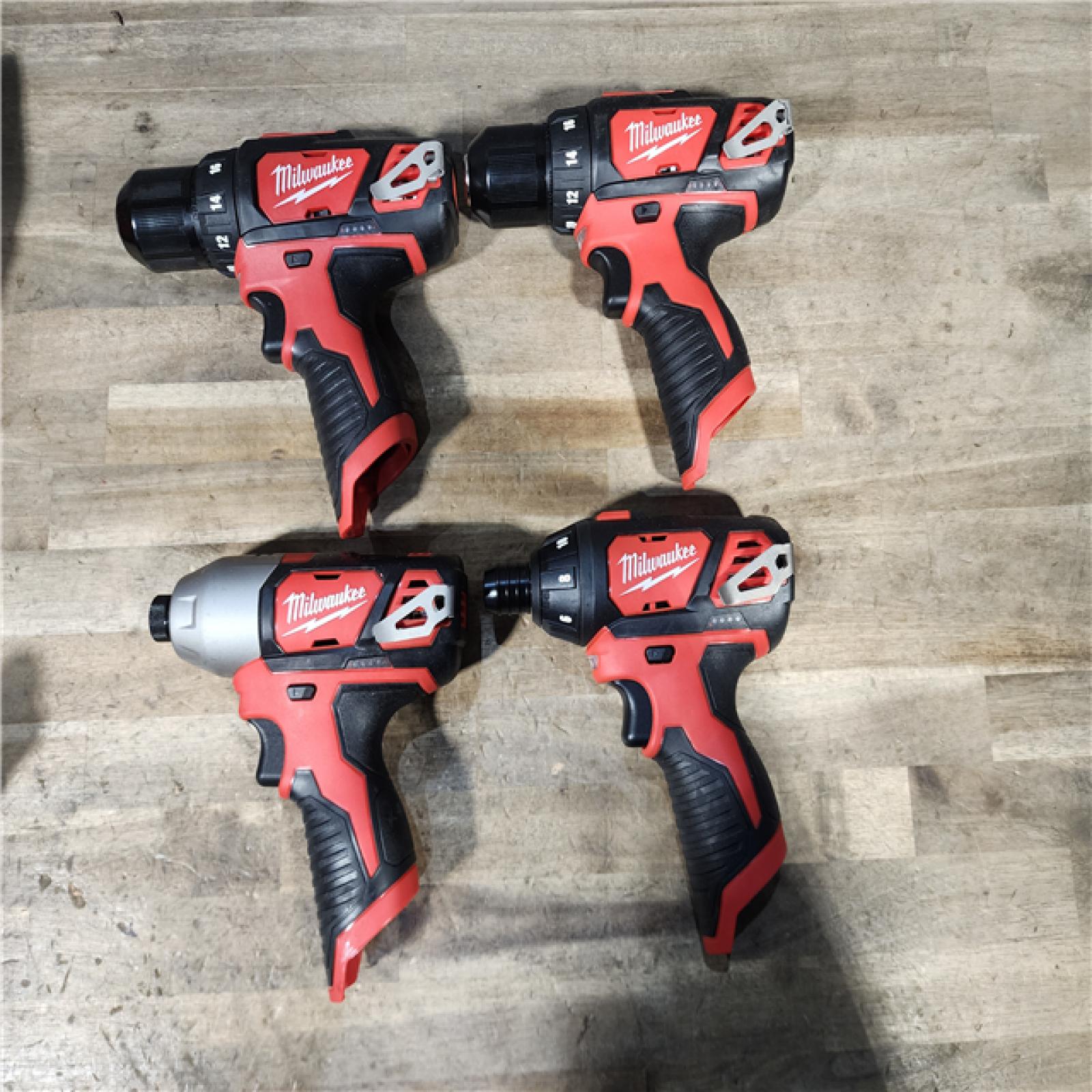 HOUSTON LOCATION - AS-IS MILWAUKEE 4 TOOL COMBO KIT W/ (2) BATTERY & CHARGER