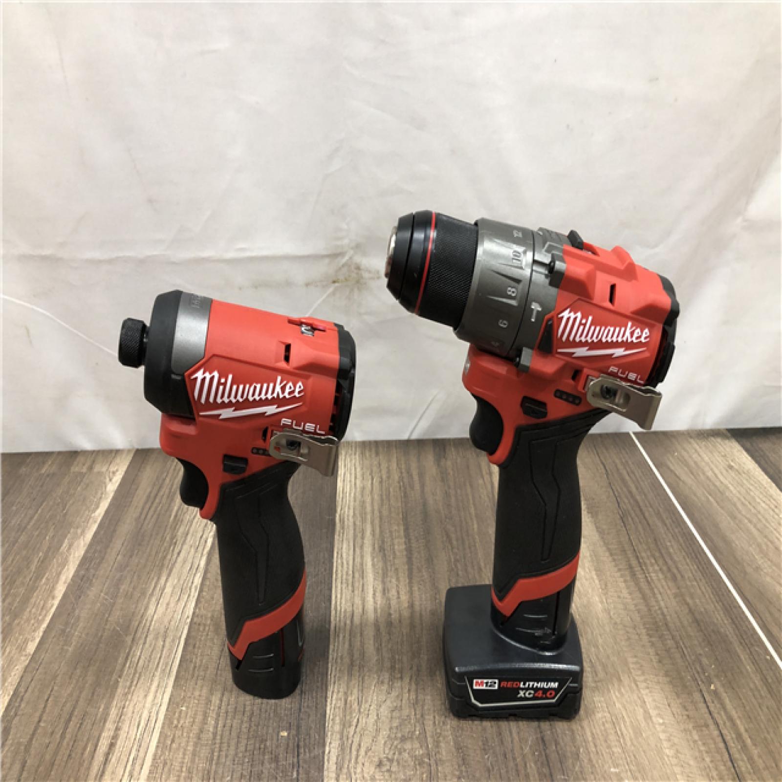 AS-IS Milwaukee FUEL 12-Volt Lithium-Ion Brushless Cordless Hammer Drill and Impact Driver Combo Kit