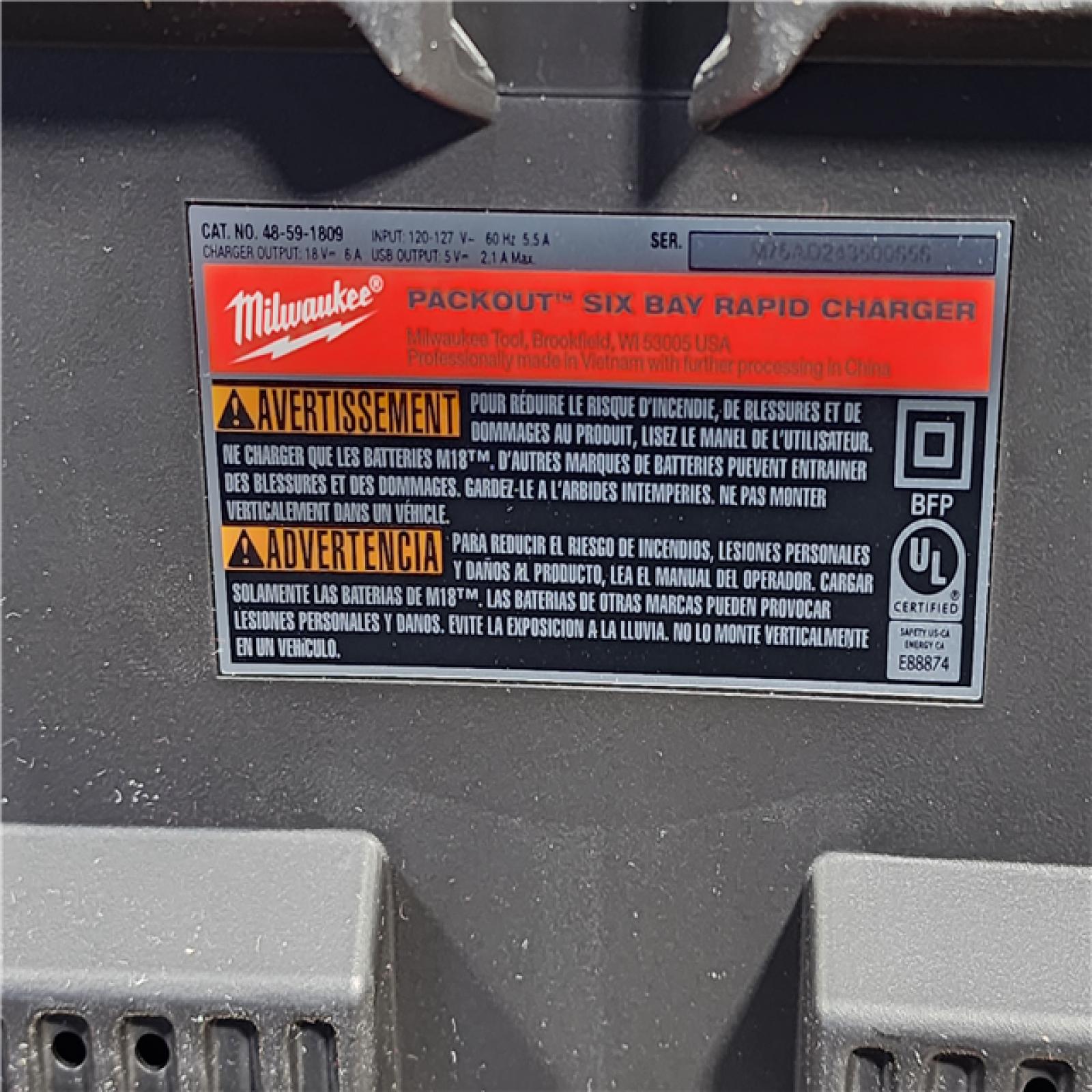 HOUSTON LOCATION - AS-IS (APPEARS LIKE NEW) Milwaukee M18 Packout Six Bay Rapid Charger (Tool-Only)