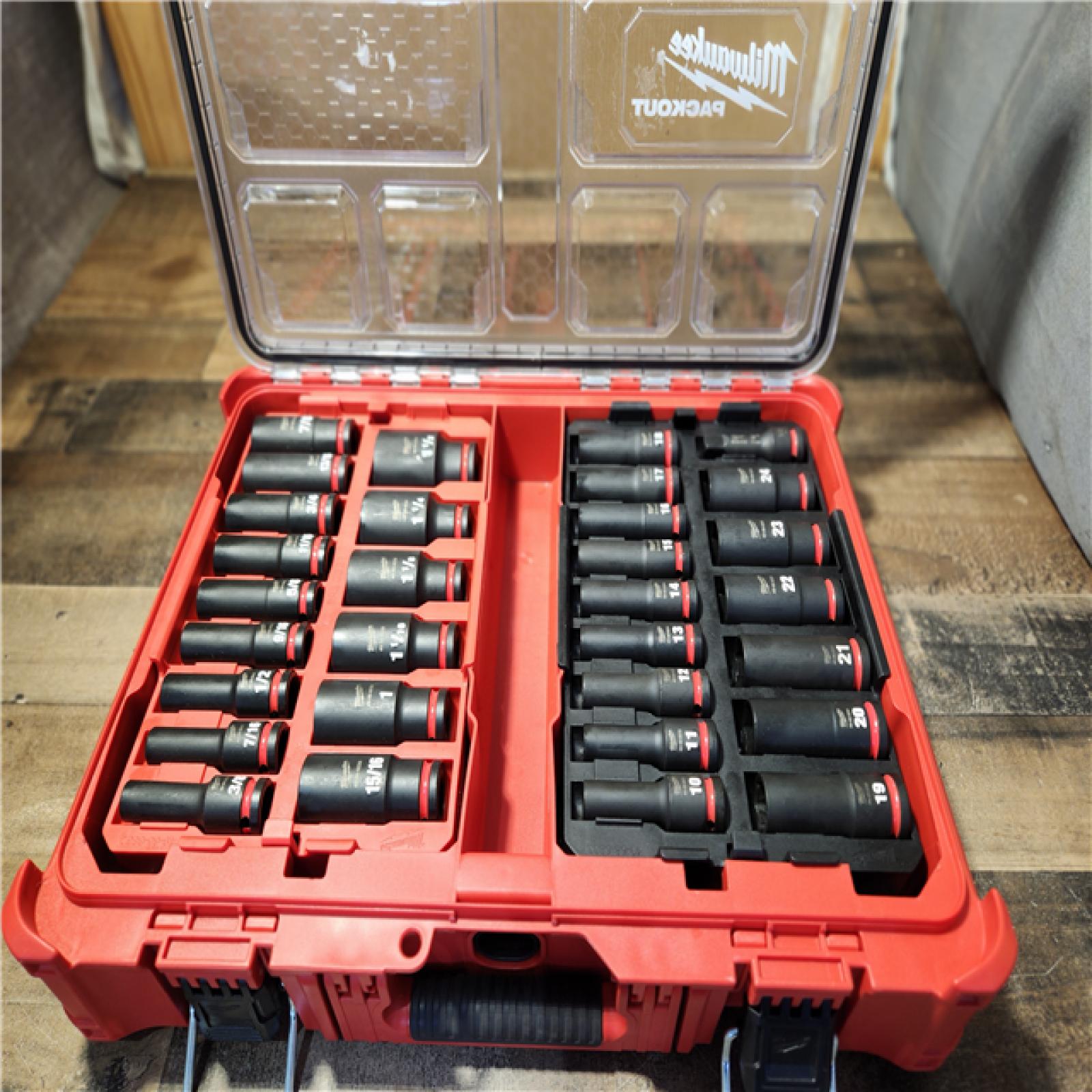 Houston Location - Milwaukee ShockWave 1/2 in. Drive Metric & SAE Impact Socket Set (31-Piece) Appears IN NEW Condition