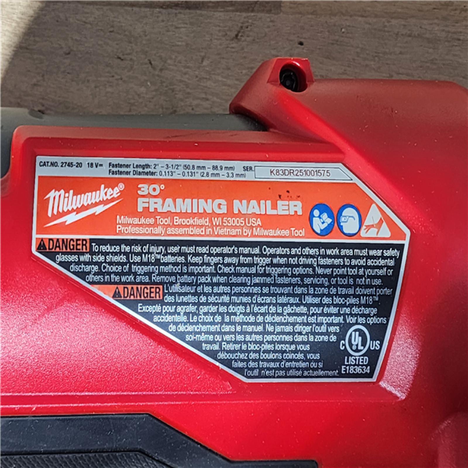 HOUSTON LOCATION - AS-IS Milwaukee FUEL 3-1/2 in. 18-Volt 30-Degree Lithium-Ion Brushless Cordless Framing Nailer (Tool-Only)