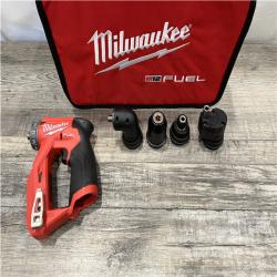 AS-IS Milwaukee FUEL 12V Lithium-Ion Brushless Cordless 4-in-1 Installation 3/8 in. Drill Driver with 4 Tool Head (Tool-Only)