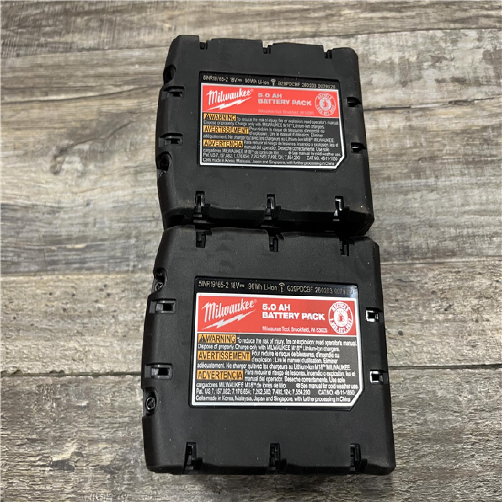 AS-IS Milwaukee 18-Volt Lithium-Ion XC Extended Capacity 5.0 Ah Battery Pack (2-Pack)
