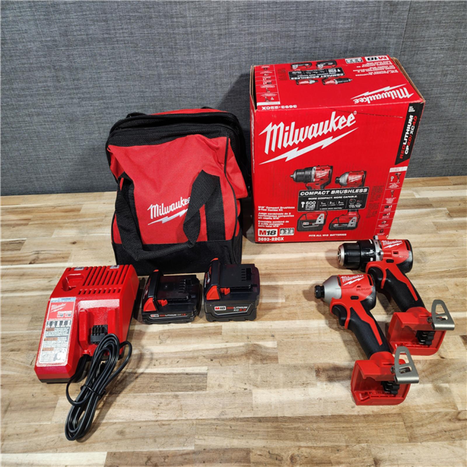 HOUSTON LOCATION - AS-IS Milwaukee  18-Volt Lithium-Ion Brushless Cordless Compact Hammer Drill/Impact Combo Kit