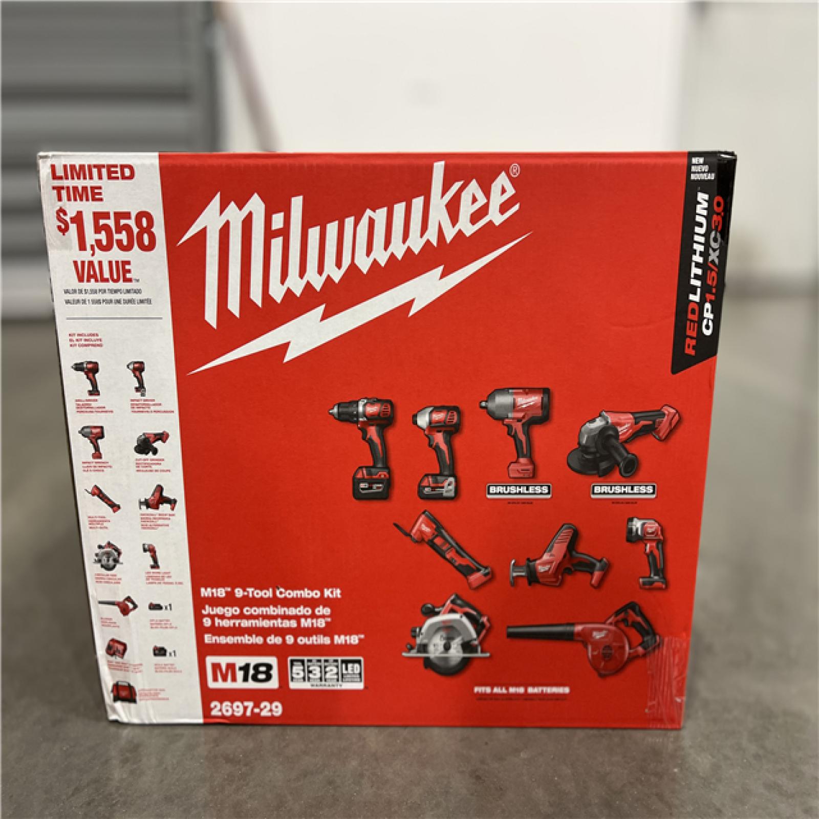 NEW! -  M18 18-Volt Lithium-Ion Cordless Combo Kit 9-Tool with 2-Batteries, Charger and Tool Bag