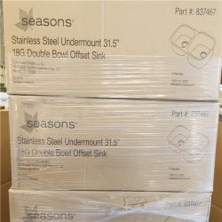 Phoenix NEW Seasons Stainless Steel Undermount 31.5 18G Double Bowl Offset Sink Pallet (12-Boxes)