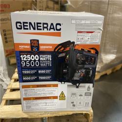 DALLAS LOCATION - Generac 12500/9500-Watt Tri-Fuel Portable Generator, Easy-To-Use Electric Start, Wheel and Handle Kit Included