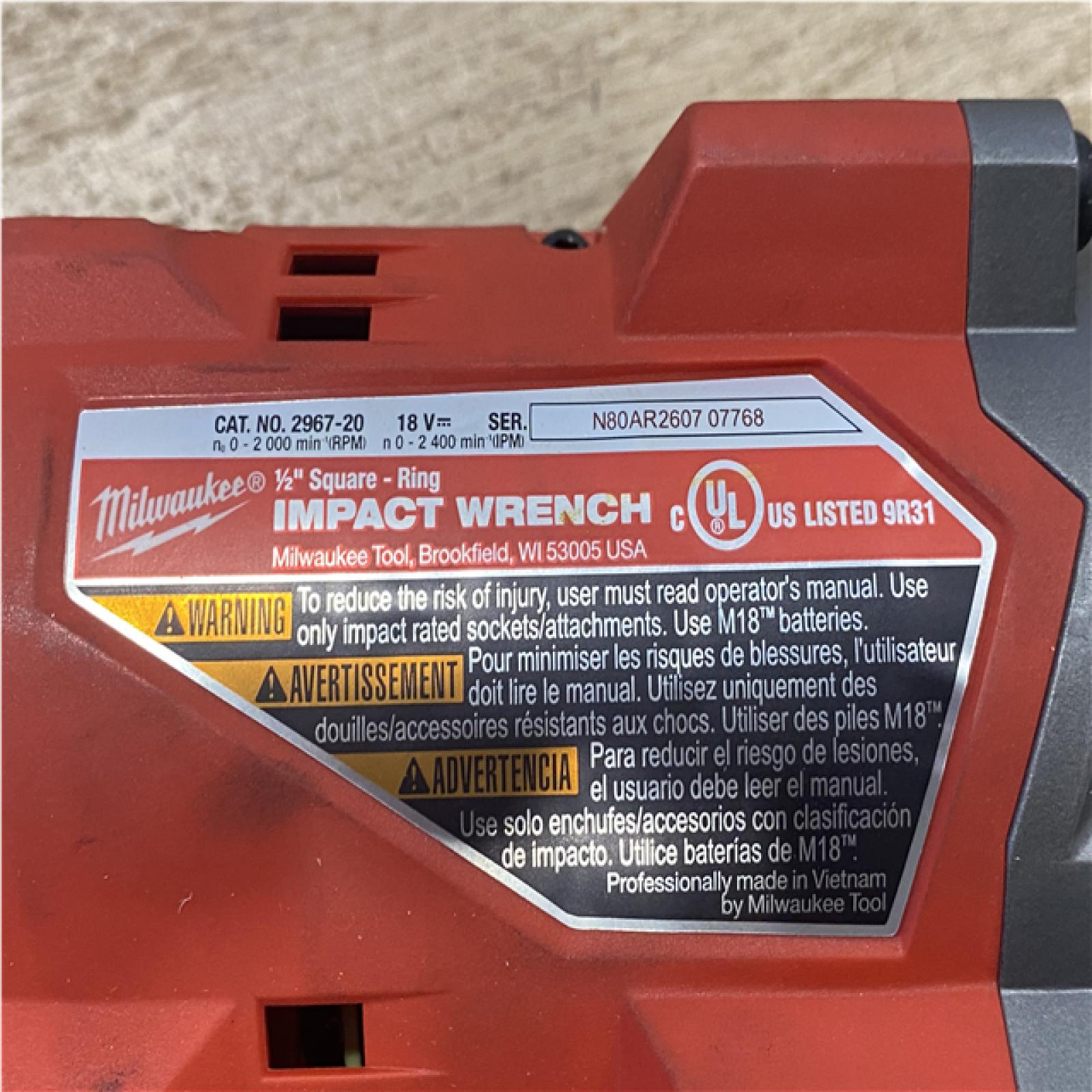 AS-IS Milwaukee FUEL 18V Lithium-Ion Brushless Cordless 1/2 in. Impact Wrench with Friction Ring (Tool-Only)