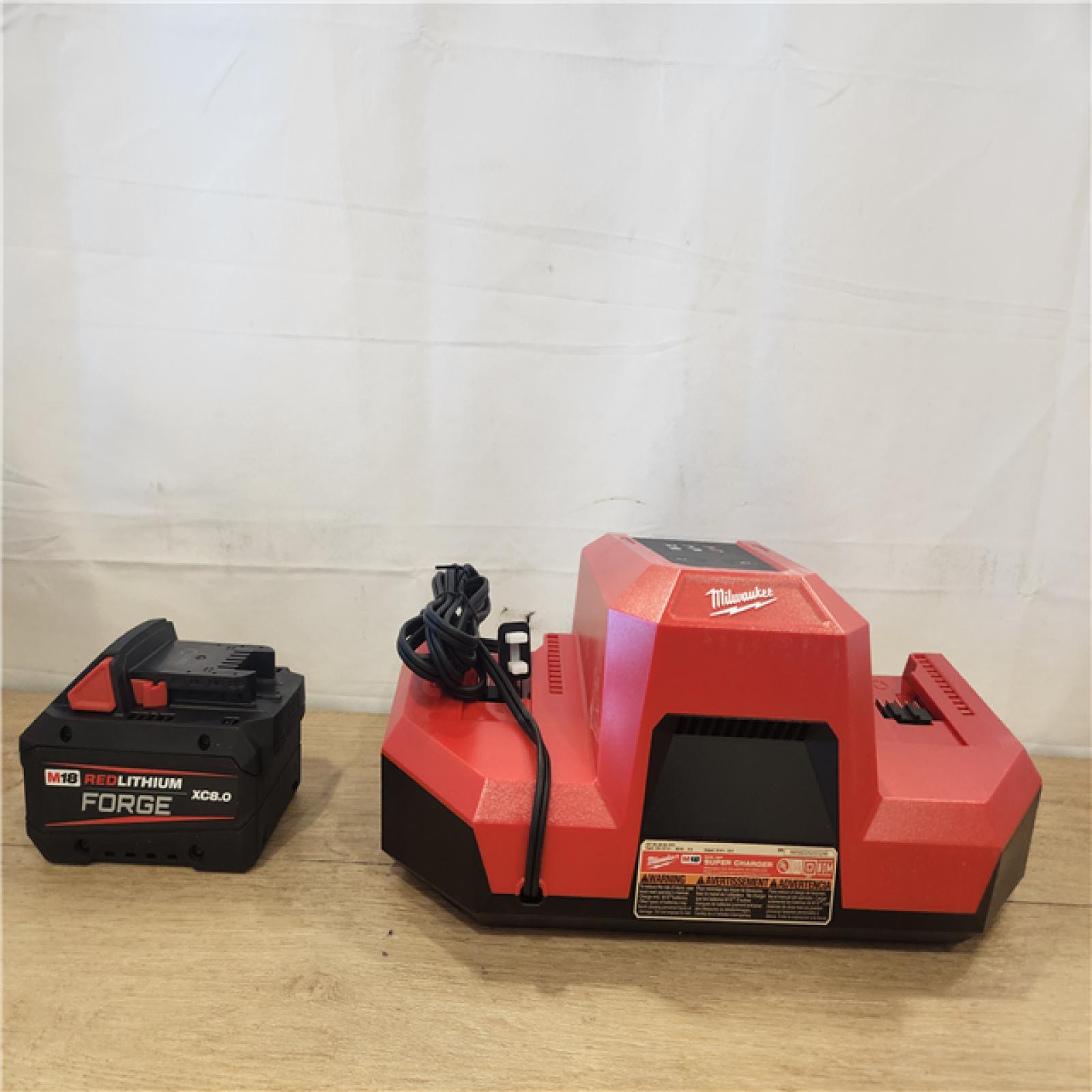 AS-IS- Milwaukee 18V Lithium-Ion REDLITHIUM FORGE 8.0 Ah Battery Pack with 18V Super Charger