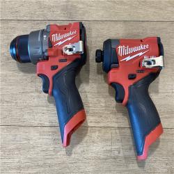 AS-IS Milwaukee FUEL 12-Volt Lithium-Ion Brushless Cordless Hammer Drill and Impact Driver Combo Kit