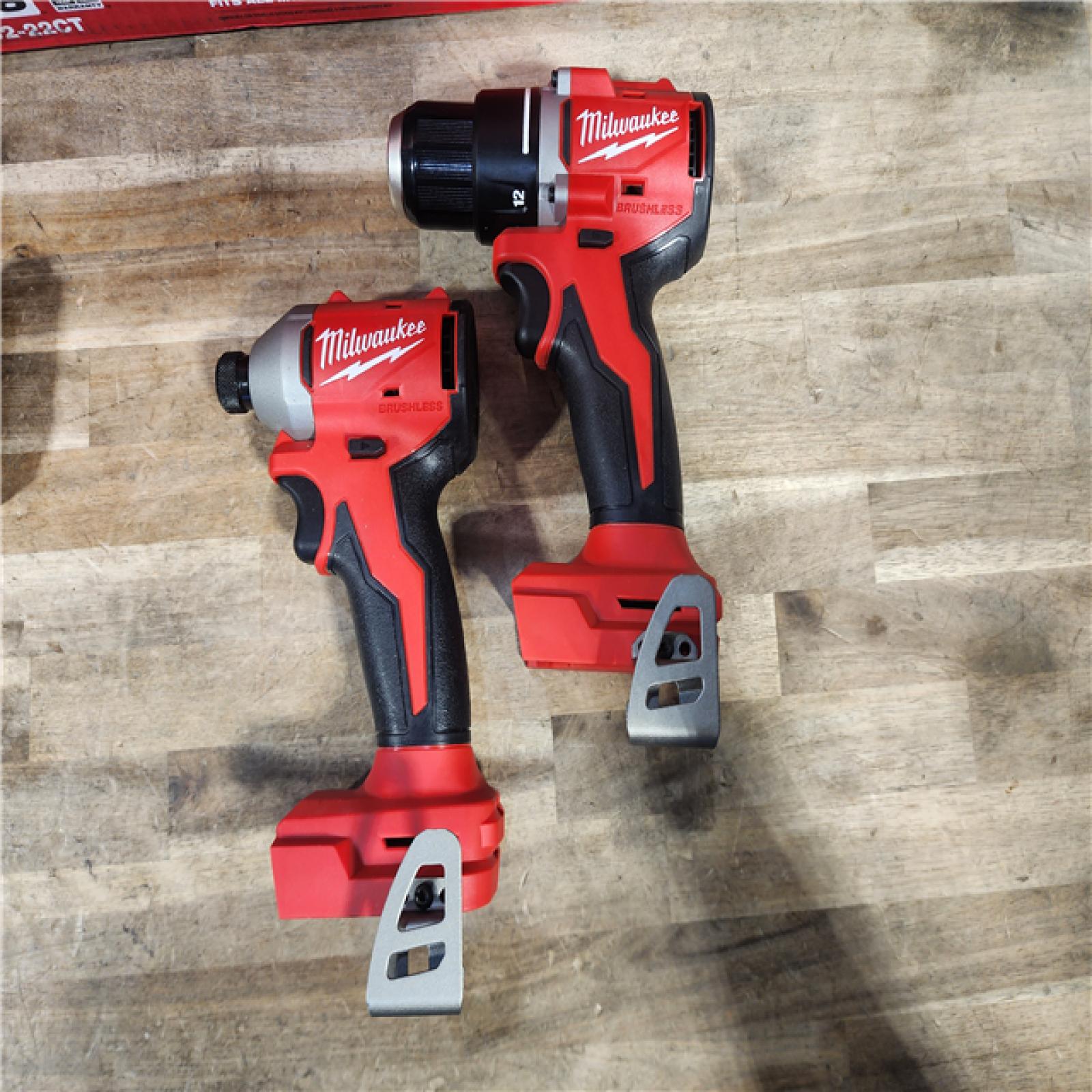 HOUSTON LOCATION - AS-IS Milwaukee M18 18V Lithium-Ion Brushless Cordless Compact Drill/Impact Combo Kit (2-Tool) W/(2) 2.0 Ah Batteries, Charger & Bag