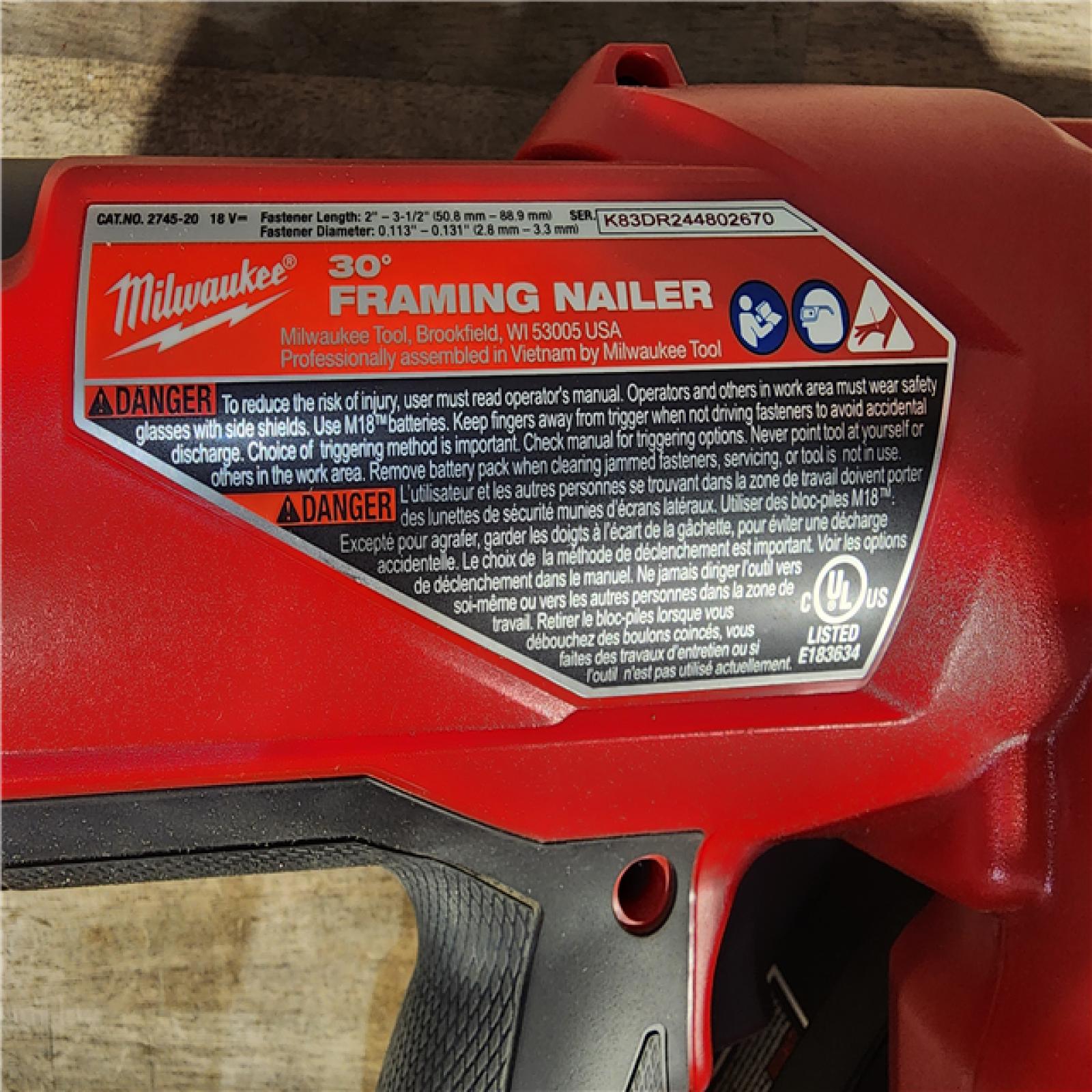 HOUSTON LOCATION - AS-IS M18 FUEL 3-1/2 in. 18-Volt 30-Degree Lithium-Ion Brushless Cordless Framing Nailer (Tool-Only)