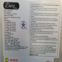 California AS-IS Duro Kitchen 36 Stainless Steel Gas Range Model FF3618; Appears in Excellent Condition