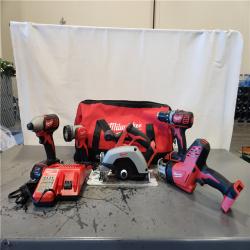AS-IS- Milwaukee 18V Lithium-Ion Cordless Combo Kit (5-Tool) with (1) 3.0Ah and (1) 1.5Ah Battery, (1) Charger, (1) Tool Bag
