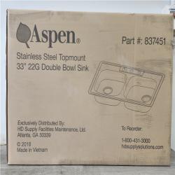 Phoenix Location NEW Aspen Stainless Steel Top mount 33 22G Double Bowl Sink Pallet (12 Sinks)