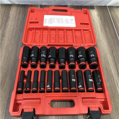 AS-IS Milwaukee SHOCKWAVE 1/2 in. Drive SAE 6 Point Impact Socket Set (19-Piece)