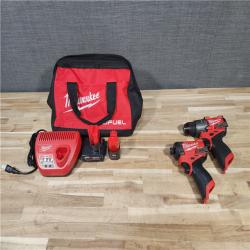 HOUSTON LOCATION - AS-IS Milwaukee FUEL 12-Volt Lithium-Ion Brushless Cordless Hammer Drill and Impact Driver Combo Kit
