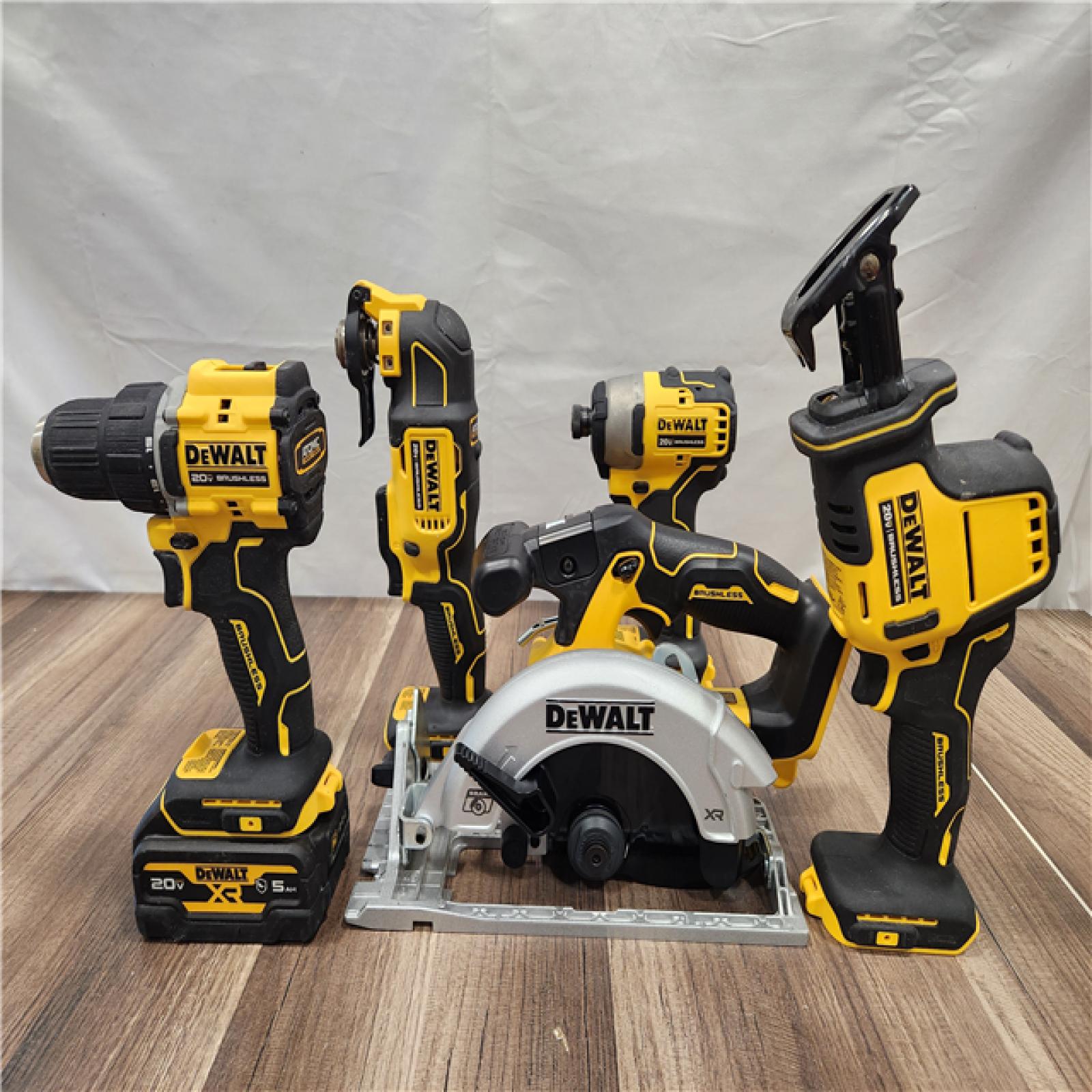 AS-IS- DEWALT 20V MAX Lithium-Ion Cordless 7-Tool Combo Kit with 2.0 Ah Battery  5.0 Ah Battery and Charger