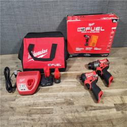 HOUSTON LOCATION - AS-IS Milwaukee FUEL 12-Volt Lithium-Ion Brushless Cordless Hammer Drill and Impact Driver Combo Kit