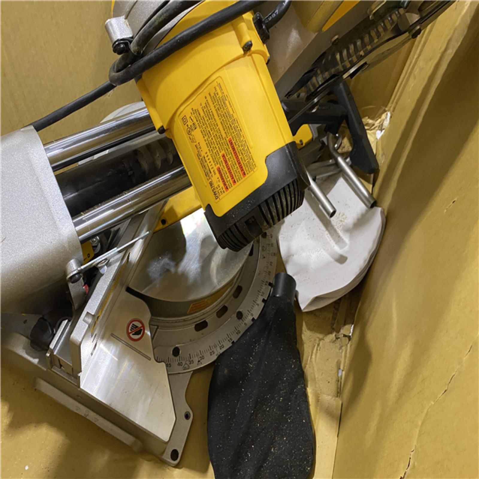 As-Is- DEWALT 15 Amp Corded 12 in. Double Bevel Sliding Compound Miter Saw