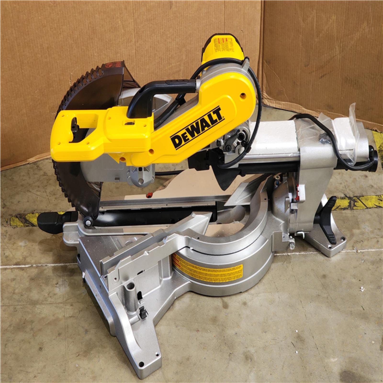 HOUSTON LOCATION - AS-IS DEWALT 15 Amp Corded 12 in. Double Bevel Sliding Compound Miter Saw with XPS Technology  Blade Wrench and Material Clamp