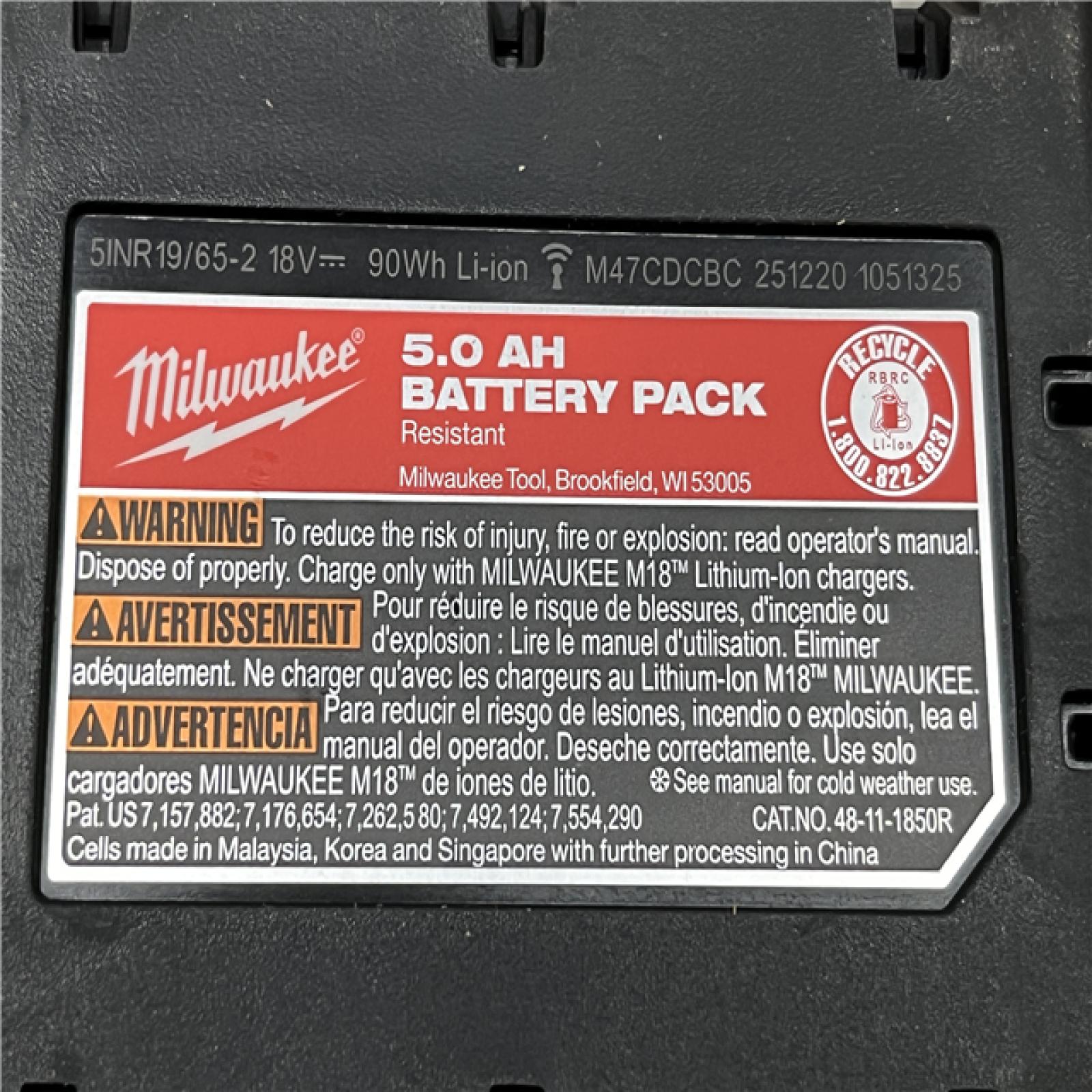 AS-IS Milwaukee 18-Volt Lithium-Ion XC Starter Kit with One 5.0Ah Battery and Charger