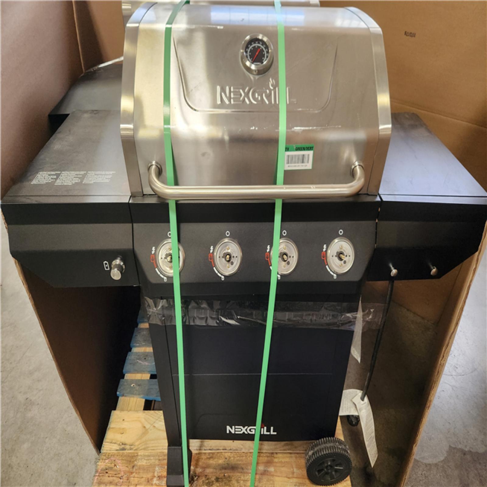 Phoenix 2 Nexgrill 4-Burner Propane Gas Grill in Black with Stainless Steel Main Lid Pallet