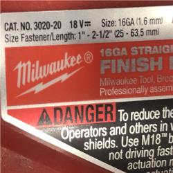 AS-IS Milwaukee FUEL 18-Volt Lithium-Ion Brushless Cordless Gen ll 16-Gauge Straight Finish Nailer (Tool Only)