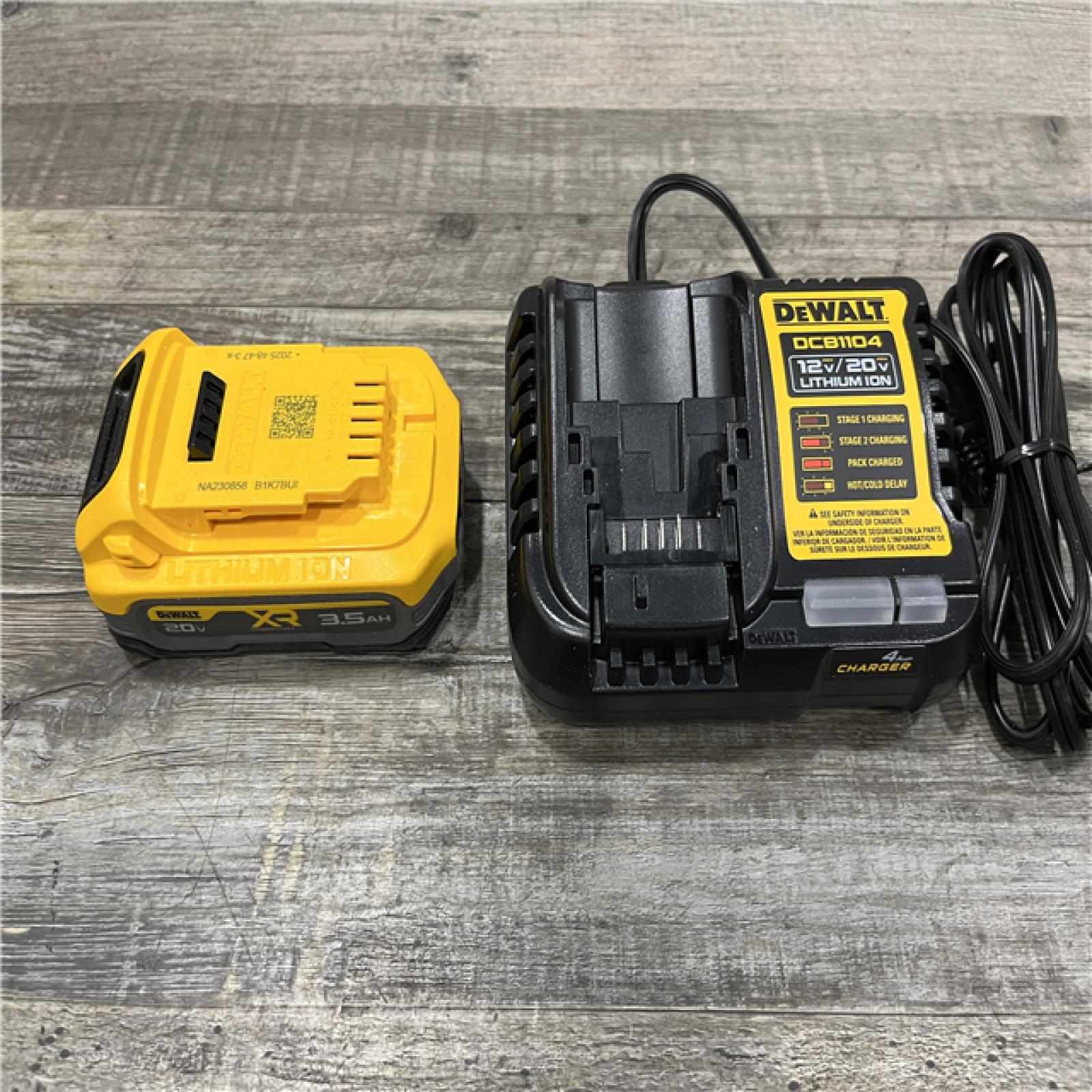 AS-IS DEWALT 20V MAX XR POWERSTACK Lithium-Ion Battery Starter Kit with 3.5Ah Battery and Charger