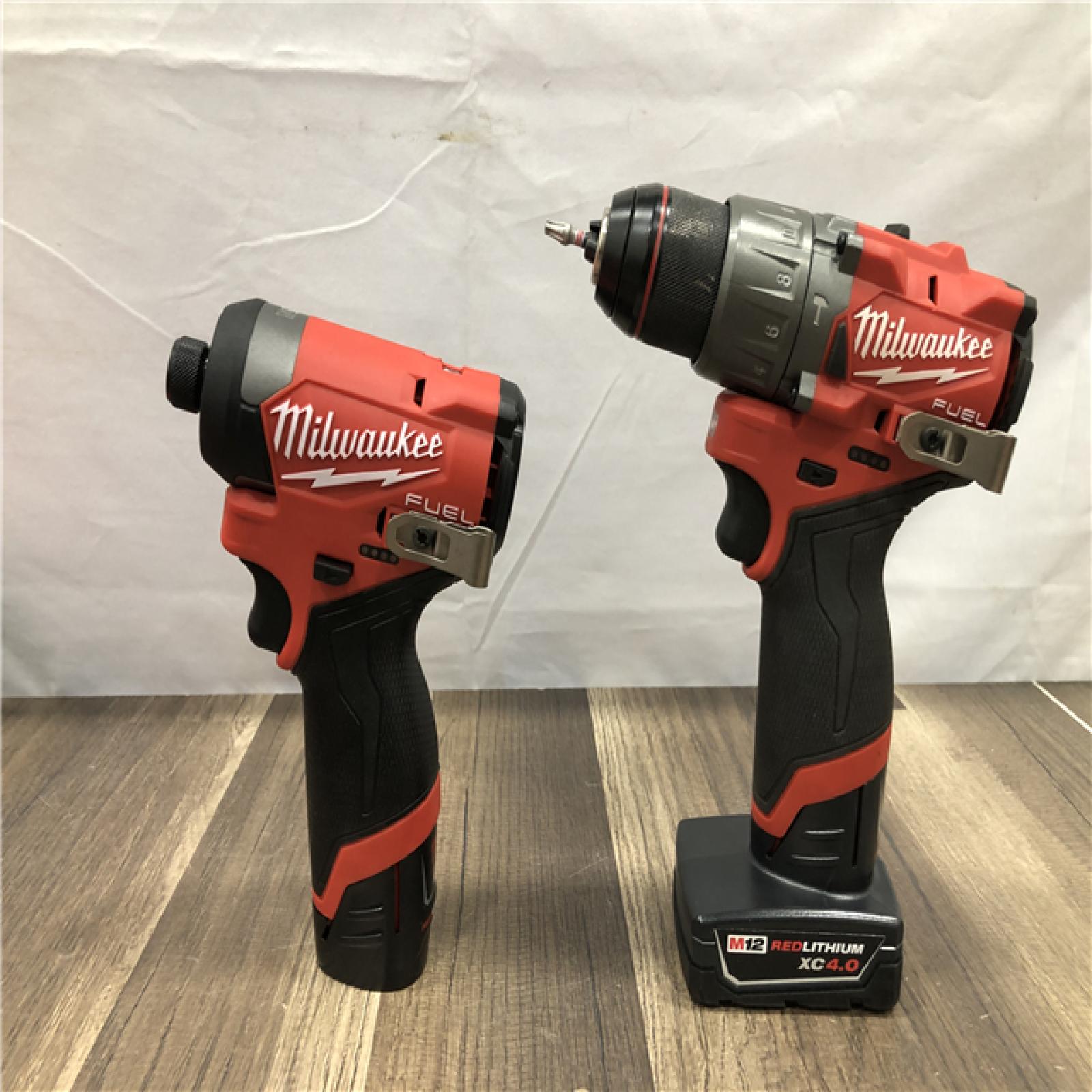 AS-IS Milwaukee FUEL 12-Volt Lithium-Ion Brushless Cordless Hammer Drill and Impact Driver Combo Kit