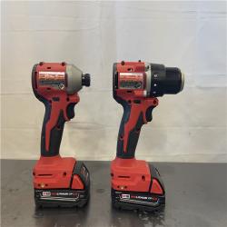 AS-IS- Milwaukee M18 18V Lithium-Ion Brushless Cordless Compact Drill/Impact Combo Kit (2-Tool) W/(2) 2.0 Ah Batteries  Charger & Bag